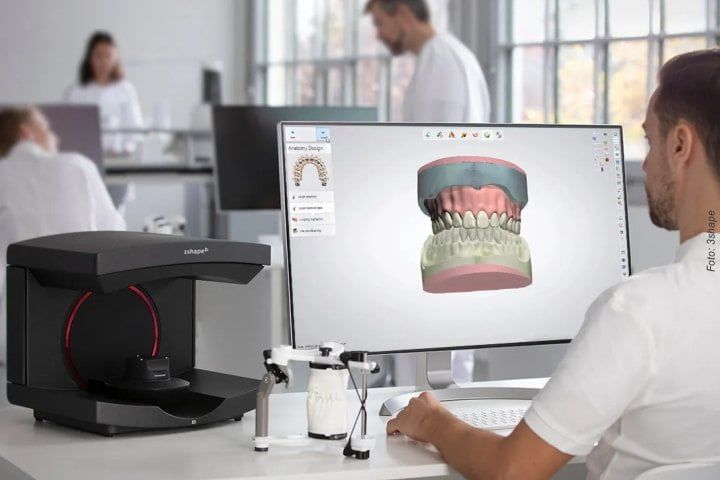 Cópia de prótese dentária ou dentadura antiga por computador cópia de prótese dentária