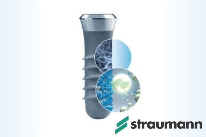 Fast dental implants treatment with Slactive implant + pure zirconia or pure porcelain prosthesis implante slactive straumann